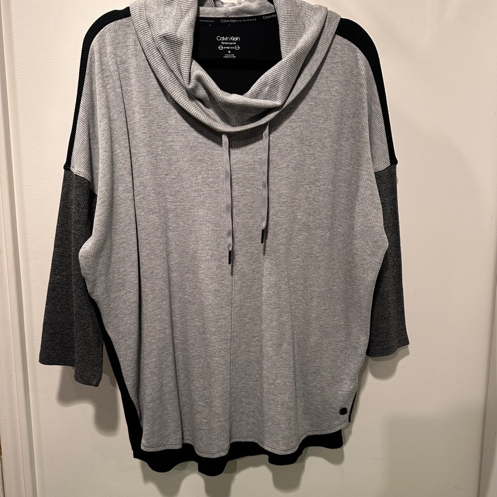 Calvin Klein Two-Tone Cowl Neck Top - 1X